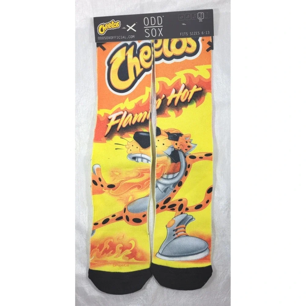 Odd Sox‎ Flamin' Hot Cheetos Chester Cheetah Crew Socks 6-13